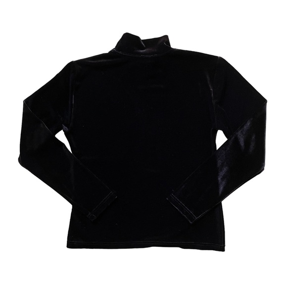 Black / Deep Brown Velvet Mickey Mouse Mock Neck Long Sleeve Top Medium - Picture 3 of 4